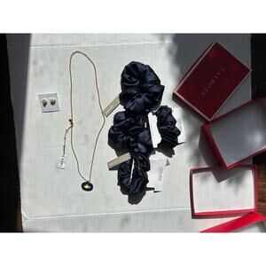 Talbots | Haven Well Within Lot of 6 -Silk Scrunchies, Necklace, Pearl Earrings